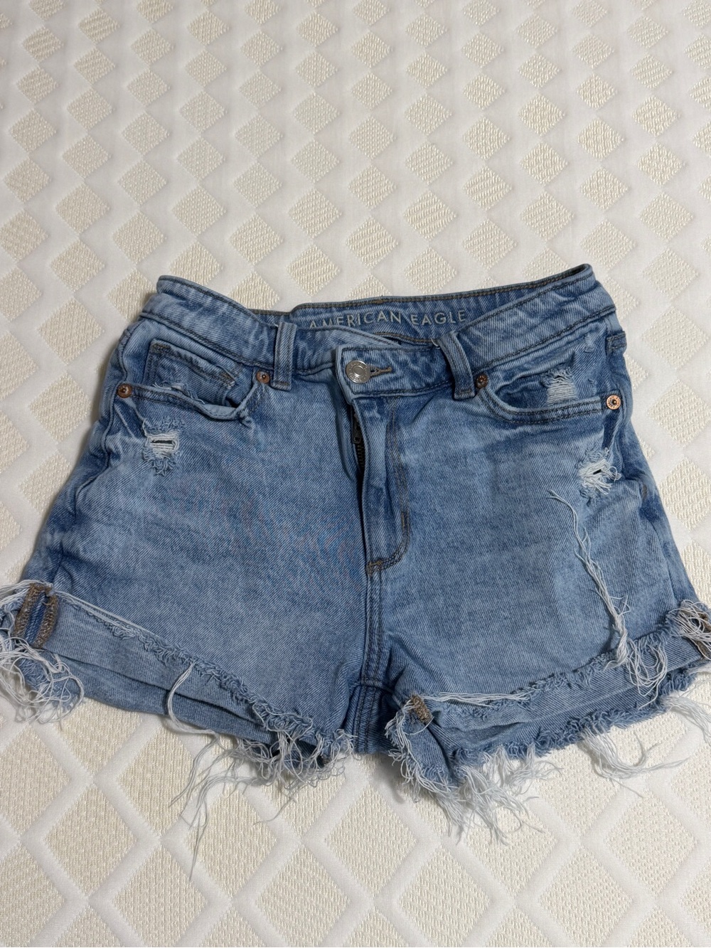 American Eagle Outfitters Light Blue Distressed Denim Shorts